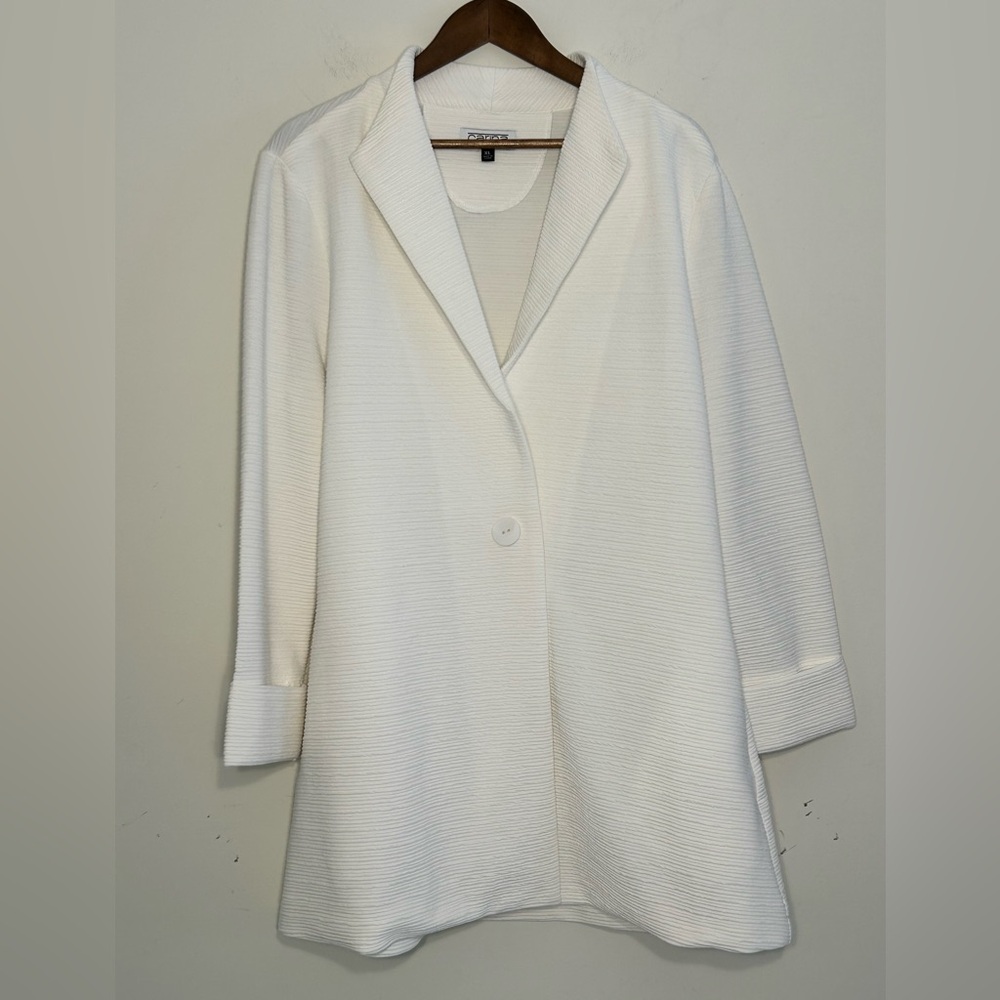Carina White Textured Open Front Jacket XL